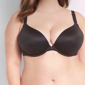 Cacique Invisible Backsmoother Boost Plunge Bra Black Smooth NWT